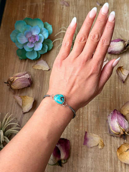 Sterling Silver & Turquoise Bracelet – 6.5” + Extender – 3 mm & 4 mm Pearls