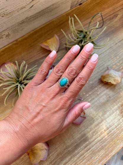 Kingman Turquoise Sterling Silver Ring – Size 8.5