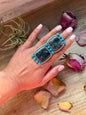 Black Jack & Kingman Turquoise Sterling Silver Statement Ring – Adjustable