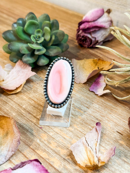 MJ Ring – Sterling Silver Adjustable Long Pink Conch Ring