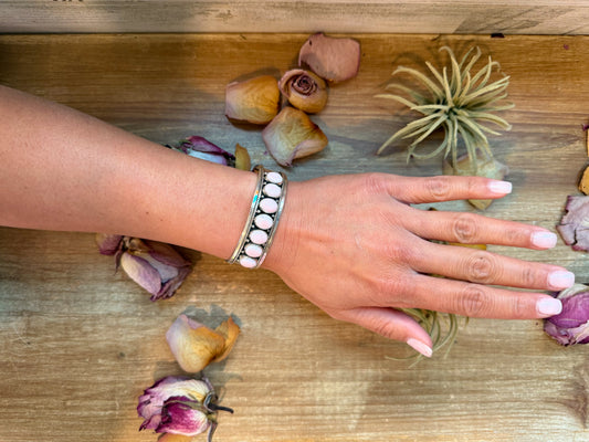 Sterling Silver Pink Conch Cuff Bracelet