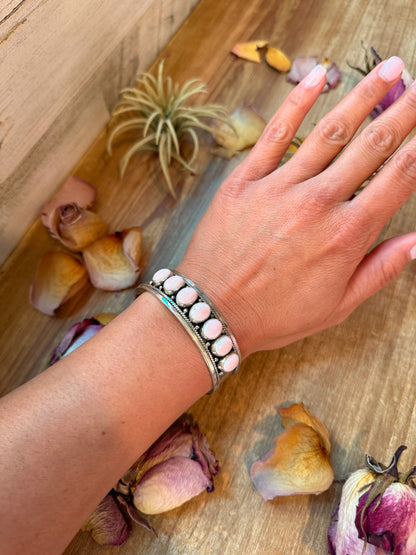 Sterling Silver Pink Conch Cuff Bracelet