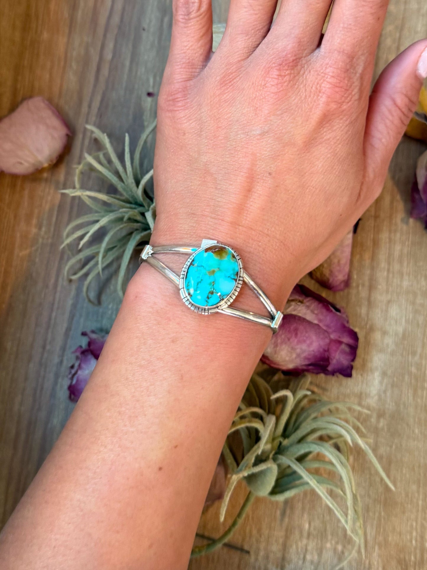 Sterling Silver Turquoise Cuff Bracelet – Small Wrist Friendly