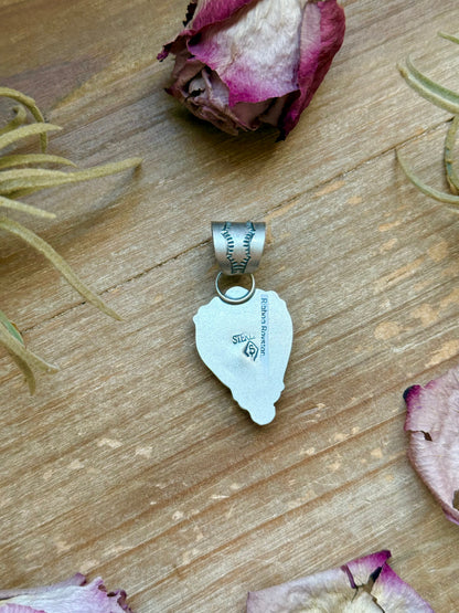 Sterling Silver Ribbon Royston Turquoise Heart Pendant – Fits Up to 10mm Beads – Artist Shay Pfeiffer