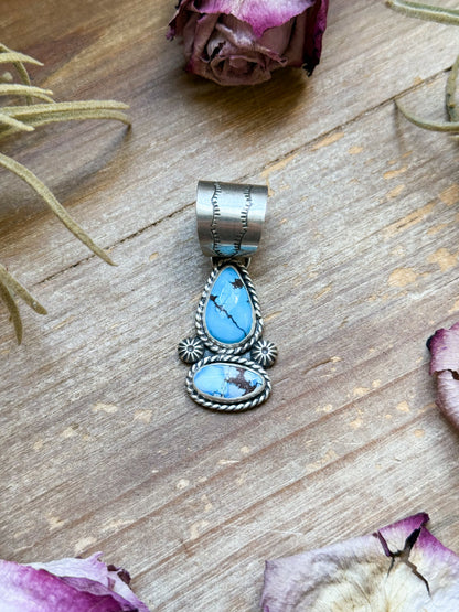 Sterling Silver Golden Hill Turquoise Drop Bar Pendant – Handmade by Jason Oggs