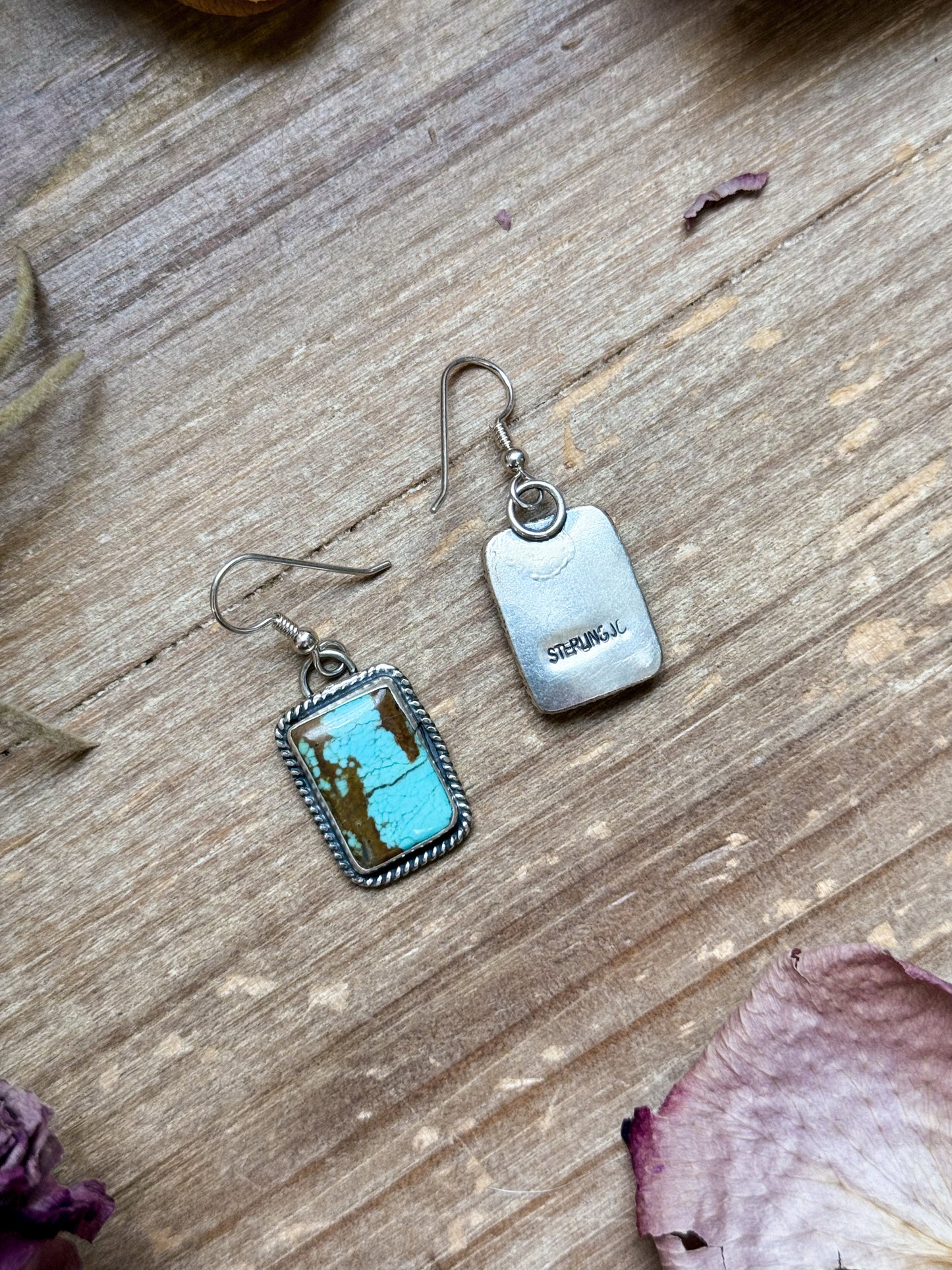 Sterling Silver Mine #8 Turquoise Dangle Earrings – Handmade by Artist Jason Ogg