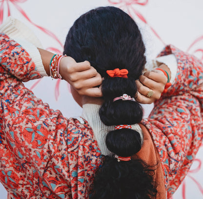 "Joy" Holiday Bow Hair Tie Bracelets