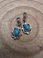 Adelarae Yazzie Navajo Sterling Silver Kingman Turquoise Earrings — 3/4" Drop