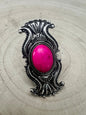 Western Concho Adjustable Ring with Faux Pink Stone — Everyday Southwestern Hand Statement