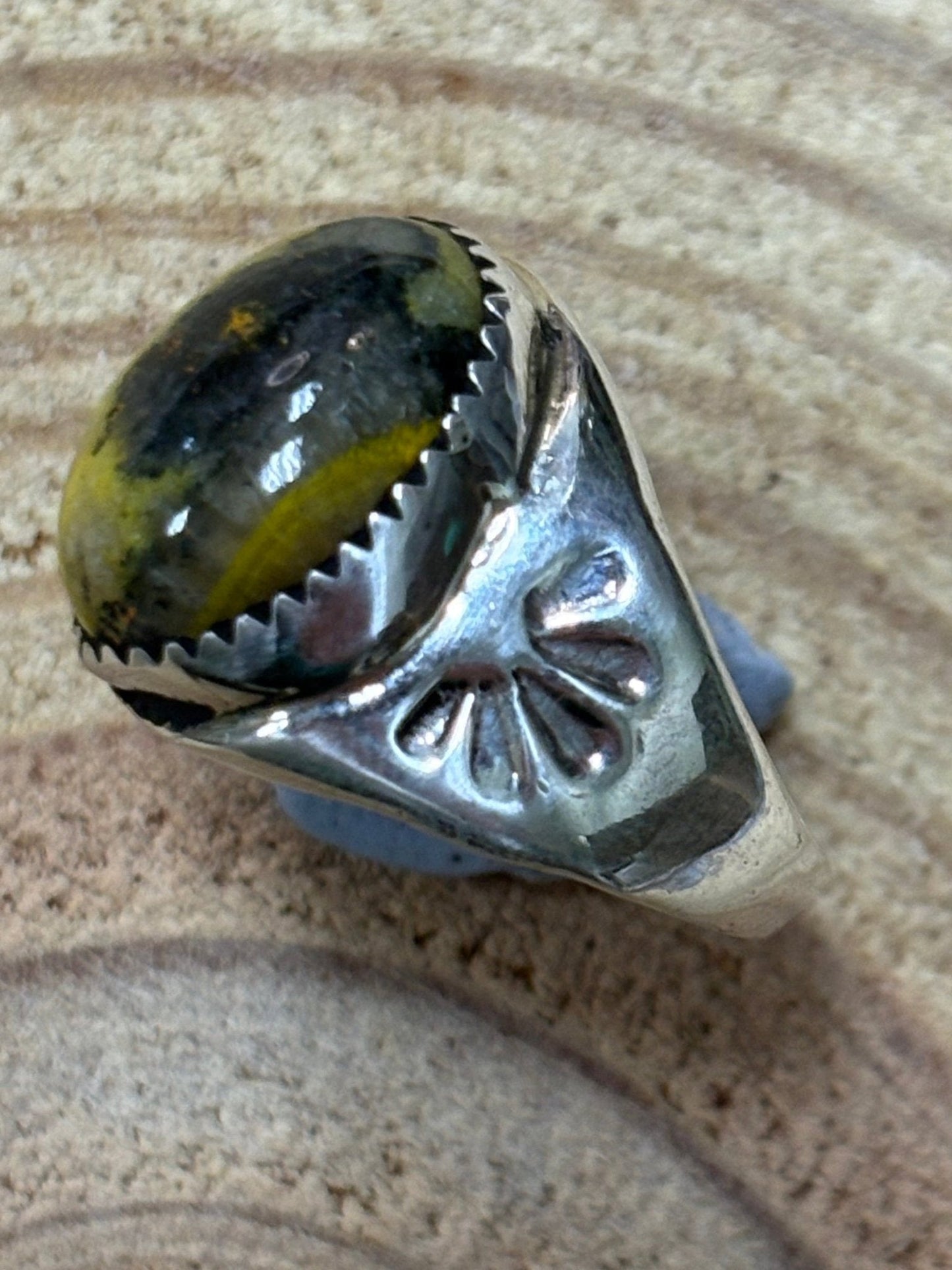 Annie Lincoln Navajo Sterling Silver Bumblebee Jasper Ring — Size 9