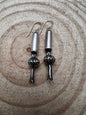 Crystal Hayley Sterling Silver Navajo Barrel & Squash Blossom Dangle Earrings — 1 3/4 inch drop (Handcrafted by Navajo Artist)