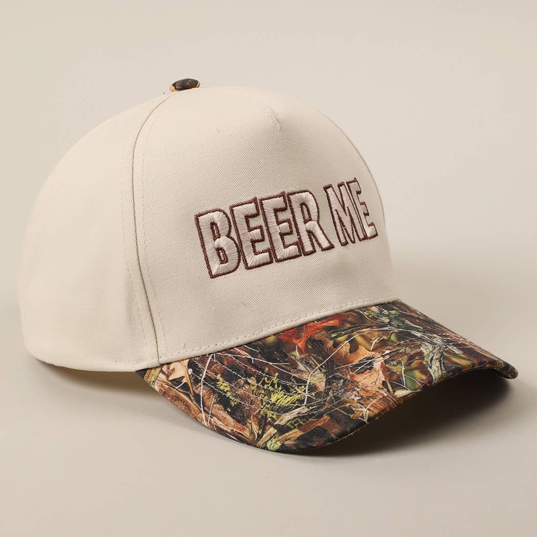 BEER ME Embroidered Trucker Hat - Leopard or Camo
