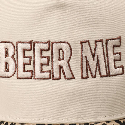 "Beer Me" Embroidered Trucker Hat — Leopard or Camo with Adjustable Strap & Breathable Mesh