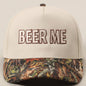 "Beer Me" Embroidered Trucker Hat — Leopard or Camo with Adjustable Strap & Breathable Mesh