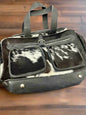 Western Hair-on-Hide Crossbody Diaper Bag — Black & White Cowhide (18" with Adjustable Strap)