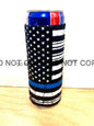 Blue Line Print Slim 12oz Can Koozie (Police Support)