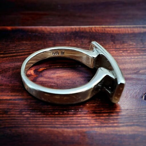 Blue Opalite Inlay Ring on Sterling Silver - Size 10