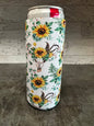 Boho Sunflower & Bullskull Slim 12oz Can Koozie