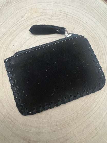 Western Boot Stitch Genuine Leather Coin & Card Purse — Real Leather Western Statement (5" x 3")