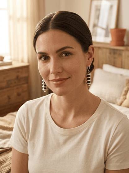 Bryannen Halwood Sterling Silver Navajo Pearl Earrings — 1.5 inch (Handcrafted by Navajo Artist)