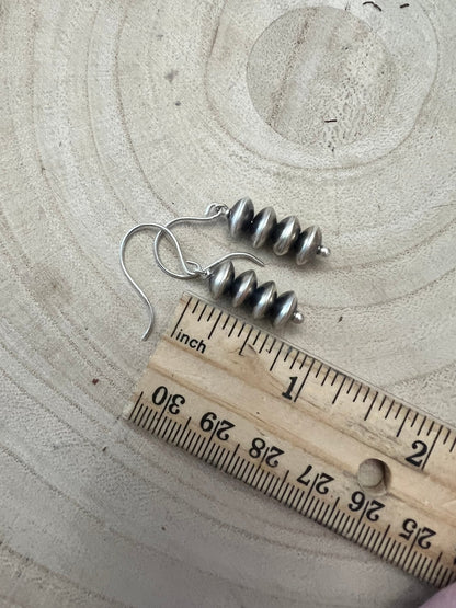 Bryannen Halwood Sterling Silver Navajo Pearl Earrings — 1.5 inch (Handcrafted by Navajo Artist)