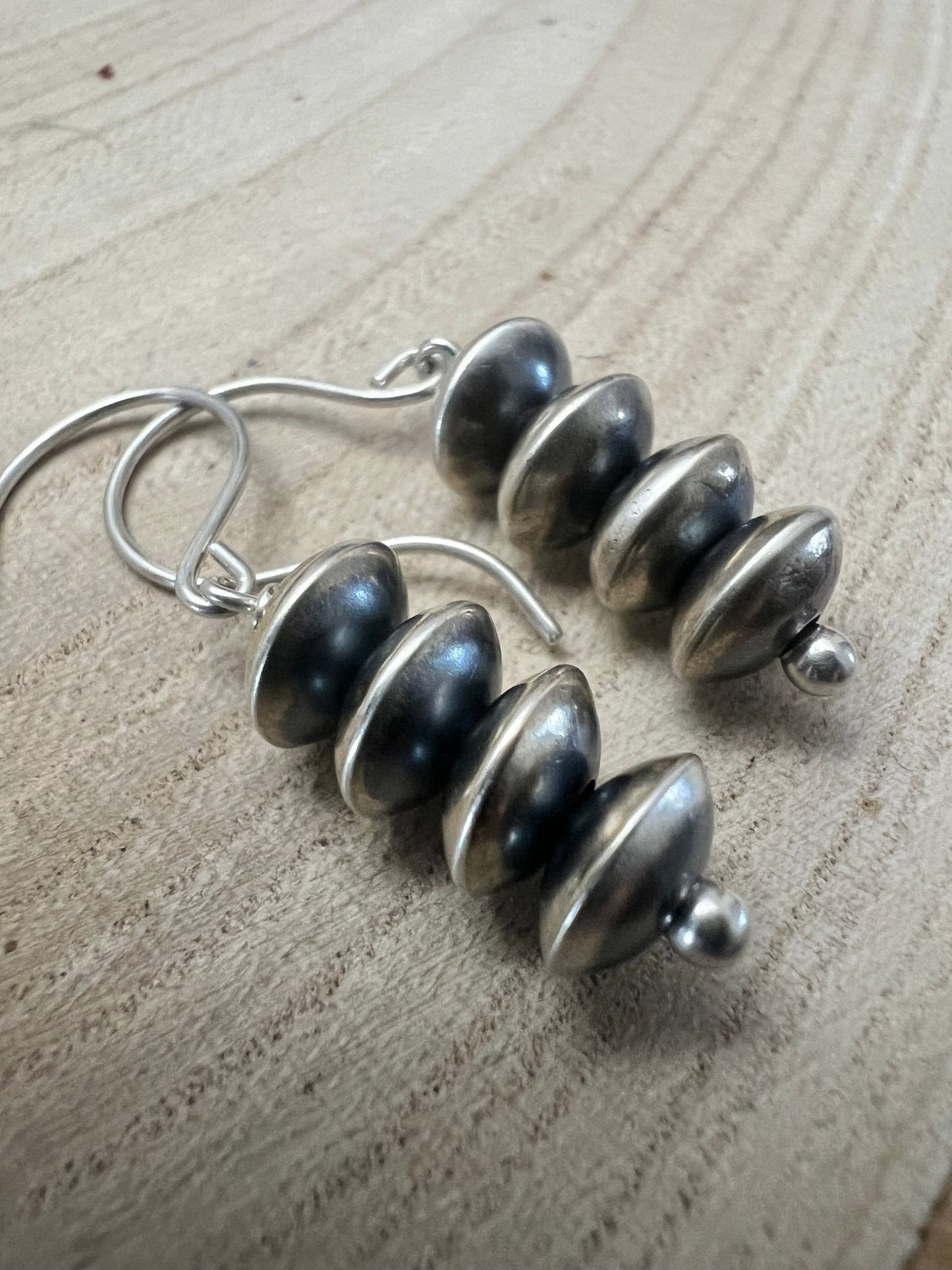 Bryannen Halwood Sterling Silver Navajo Pearl Earrings — 1.5 inch (Handcrafted by Navajo Artist)