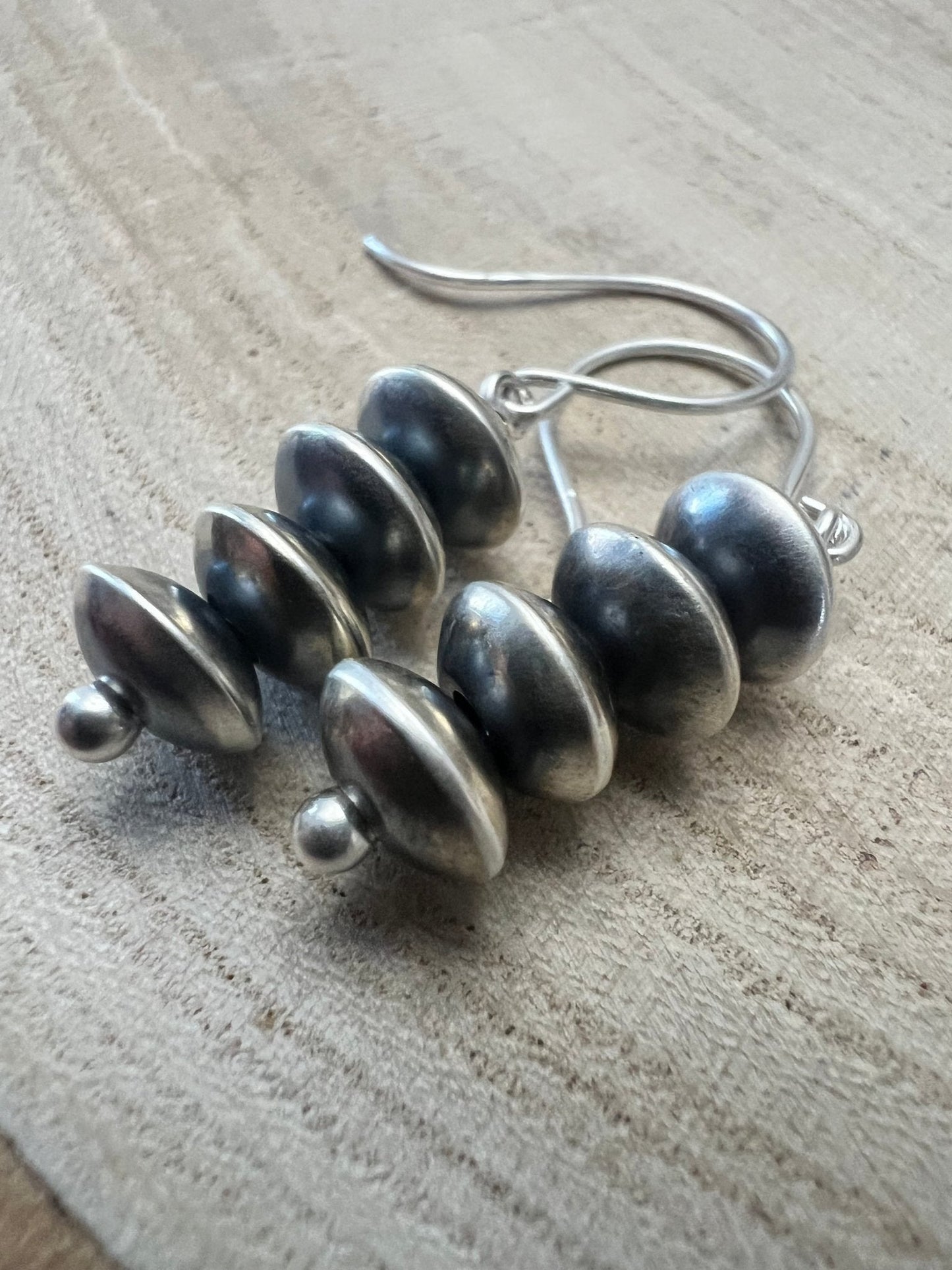 Bryannen Halwood Sterling Silver Navajo Pearl Earrings — 1.5 inch (Handcrafted by Navajo Artist)