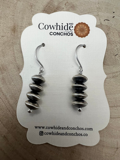 Bryannen Halwood Sterling Silver Navajo Pearl Earrings — 1.5 inch (Handcrafted by Navajo Artist)