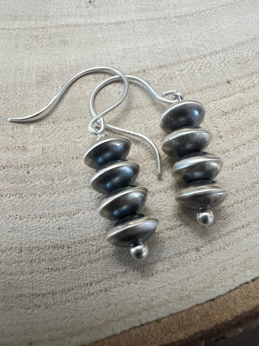 Bryannen Halwood Sterling Silver Navajo Pearl Earrings — 1.5 inch (Handcrafted by Navajo Artist)
