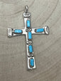 C. Iule Zuni Handmade Sterling Silver Turquoise Cross Pendant — 2" × 1 1/4"