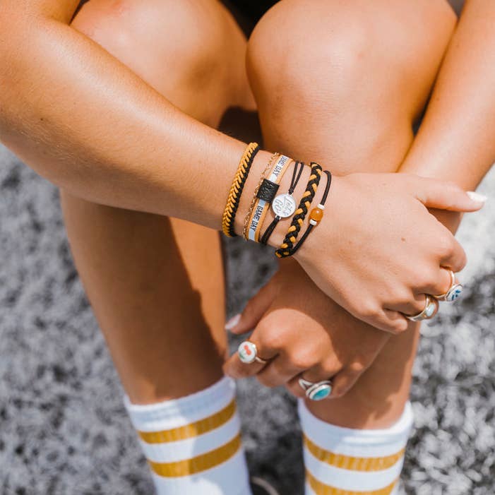 "Game Day" Black/Gold Hair Tie Bracelet