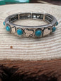 Western Playing Card Stretch Bracelet with Faux Turquoise Accents