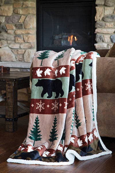 Cascade Ridge Plush Throw Blanket — Faux Shearling Lining (54" × 68")