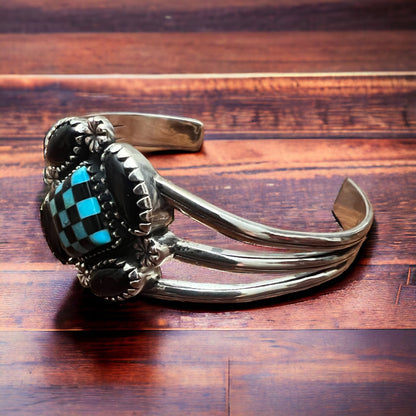 Krush Kandy Multi-Stone Blooming Cuff — White Opal, Onyx, Turquoise, White Aurora & White Shell