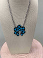 Western Checkered Squash Blossom Necklace — 18 Inch Southwestern Statement