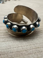 Chester Charley Navajo Kingman Turquoise Feather Adjustable Ring — Sterling Silver