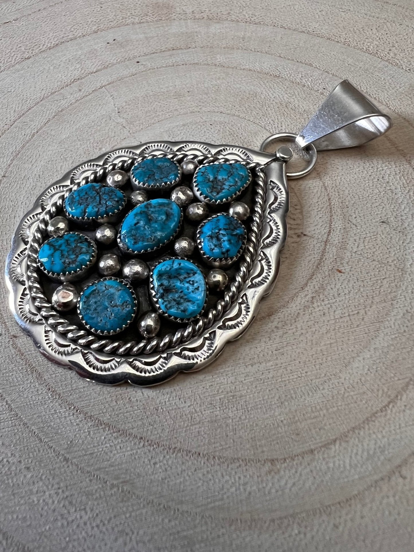 Chester Charley Turquoise & Sterling Silver Pendant