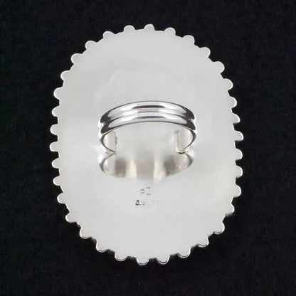 Philena Byjoe Navajo Sterling Silver Cluster Ring with Turquoise — Size 8 (Hallmark PB)