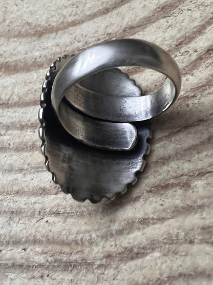 Raymond Coriz Navajo Concho Ring with Purple Spiny Oyster — Sterling Silver, Size 8+ Adjustable
