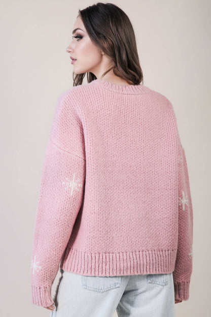 VERY J "Cowboy Boots" Western Graphic Knit Sweater — Oversized Drop Shoulder Layering Piece (large remaining)