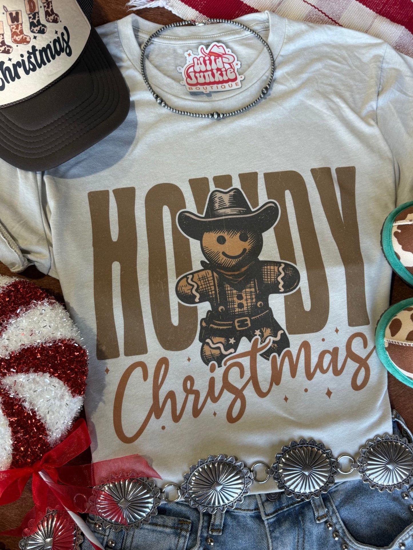 Cowboy Gingerbread Howdy Christmas Graphic Tee
