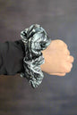 Coyote Call Western Aztec Scrunchie — Sterling Kreek Black, White & Grey Pattern (5" x 1.5")
