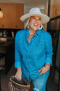 Blakeley "Dakota" Chambray Denim Western Top — Lightweight Breathable with Functional Buttons (Extra small remaining)