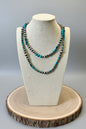 Desert Dream Western Layered Necklace Set — Faux Pearl & Turquoise (18" & 22")