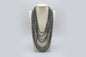 Eight Row Western Faux Sterling Pearl Statement Necklace — Single-Clasp Layered Set