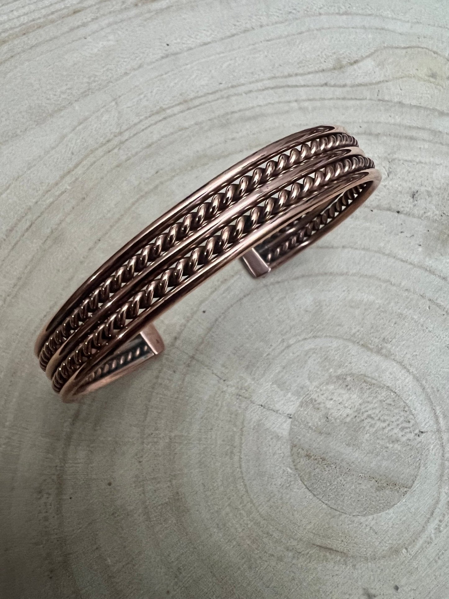 Elaine Tahe Navajo Copper Bracelet — 7/16" Wide (Fits Up to 7 1/8" Wrist)
