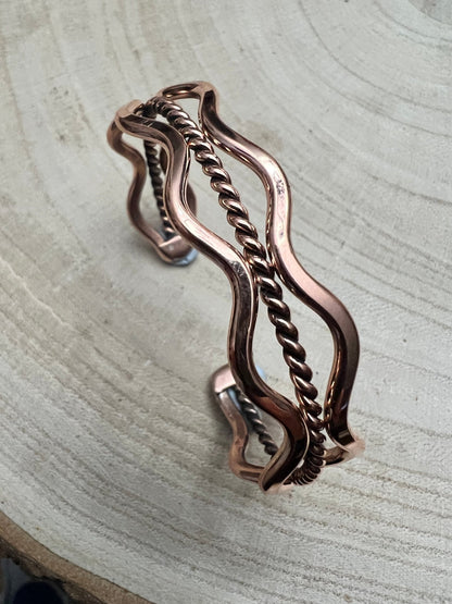 Elaine Tahe Navajo Copper Bracelet — Bold 1/2" Wide (Fits Up to 6" Wrist)