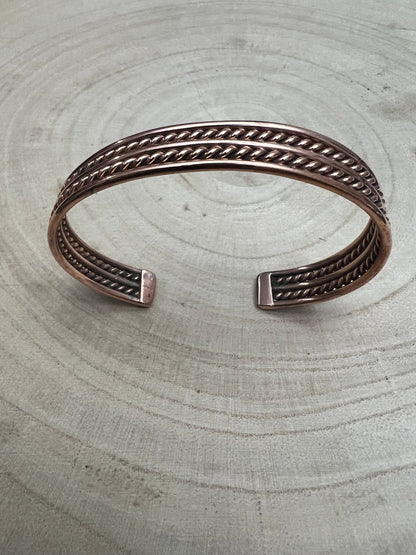 Elaine Tahe Navajo Copper Bracelet — 7/16" Wide (Fits Up to 7 1/8" Wrist)