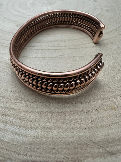 Elaine Tahe Navajo Copper Bracelet — Large 1/2" Wide (Fits 7 1/8" Wrist)