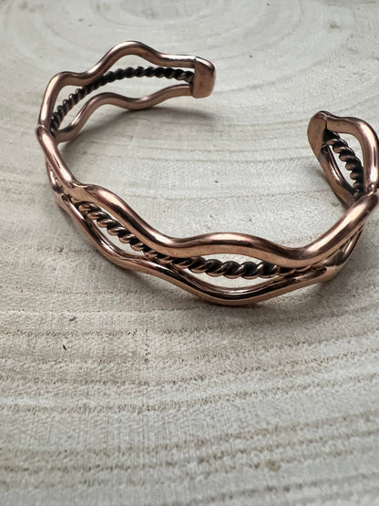 Elaine Tahe Navajo Copper Bracelet — Bold 1/2" Wide (Fits Up to 6" Wrist)